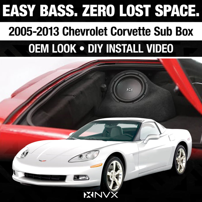 2006-2013 Chevy Corvette C6 - Custom 350W RMS 10" Loaded Subwoofer Enclosure | NVX BE-GM-VETC6