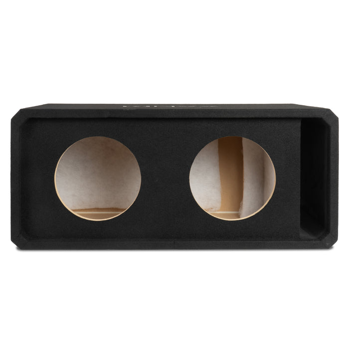 NE102P Dual 10" Slot Ported 3/4" MDF Black Carpeted Subwoofer Enclosure – 2.90 Cu. Ft. with Polyfil and NVX Logo