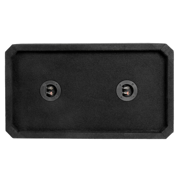 NE102S Dual 10" Sealed 3/4" MDF Black Carpeted Subwoofer Enclosure – 1.2 Cu. Ft. with Polyfil and NVX Logo