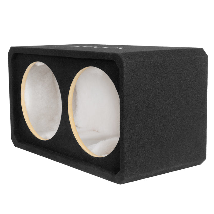 NE122S Dual 12" Sealed 3/4" MDF Black Carpeted Subwoofer Enclosure – 2.0 Cu. Ft. with Polyfil and NVX Logo