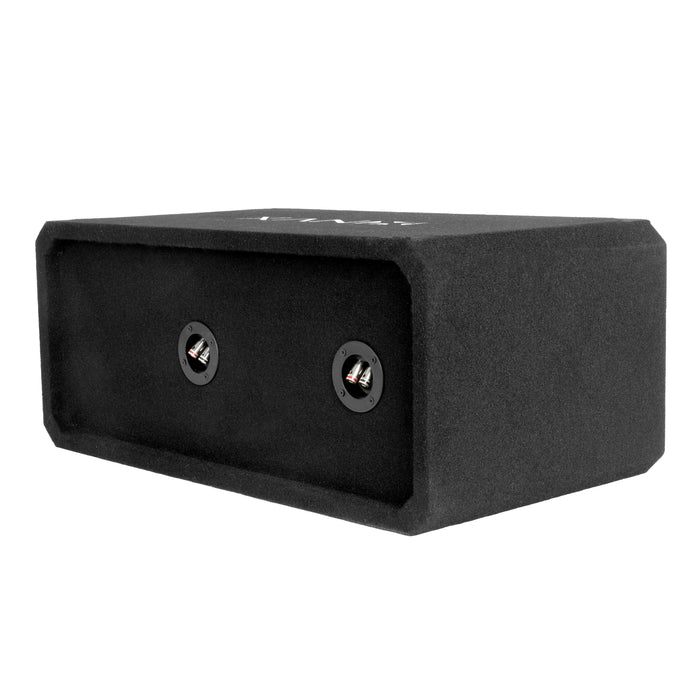 NE82P Dual 8" Slot Ported 3/4" MDF Black Carpeted Subwoofer Enclosure – 1.5 Cu. Ft. with Polyfil and NVX Logo