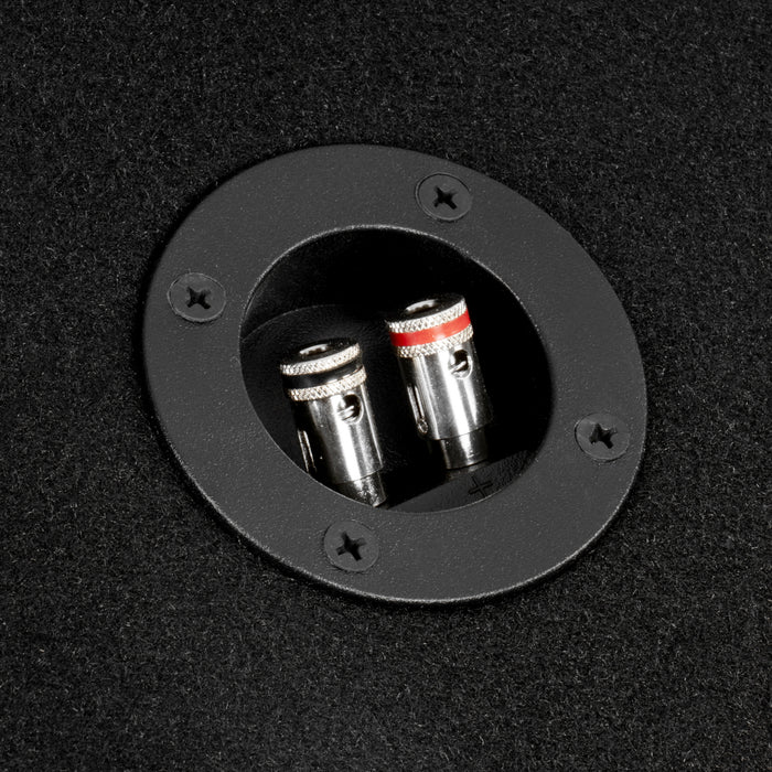 NE81P Single 8" Slot Ported 3/4" MDF Black Carpeted Subwoofer Enclosure – 0.75 Cu. Ft. with Polyfil and NVX Logo