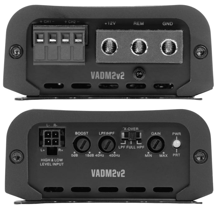VADM2 v2 (VADM2v2) 600W RMS V-Series Micro Full-Range Class-D 2-Channel Amplifier (Marine Certified)