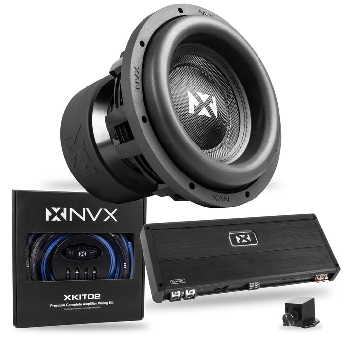 4000W Peak (2000W RMS) XC-Series Single 12" Subwoofer Bass Package with Monoblock Amplifier and Wiring Kit