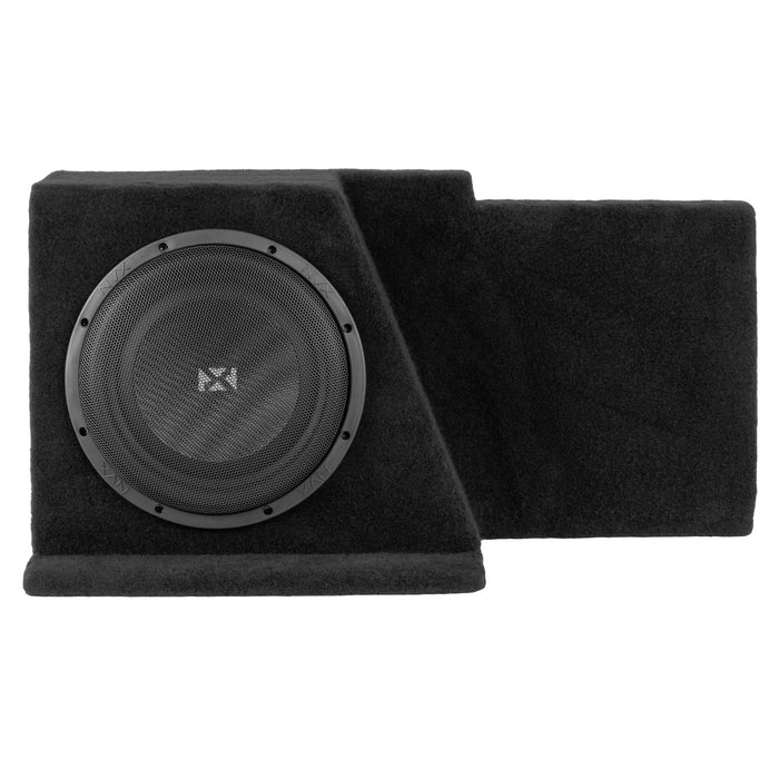LVE-GM-SLVECG2-S10S Custom Fit 350W RMS Single 10" Sealed Down Firing Loaded Subwoofer Enclosure for 2008-2013 Chevrolet Silverado and GMC Sierra Extended Cab Trucks