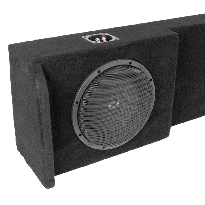 LVE-NIS-TTNCKCG1-D10S Custom Fit 700W RMS Dual 10" Loaded Subwoofer Enclosure for 2004-2018 Nissan Titan Crew and King Cab Trucks