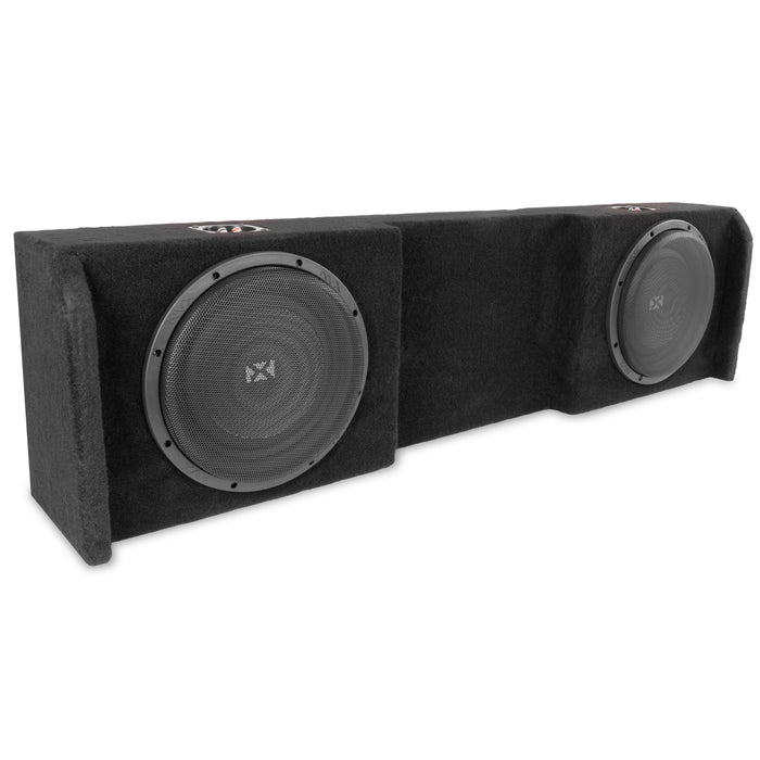 LVE-NIS-TTNCKCG1-D12S Custom Fit 800W RMS Dual 12" Loaded Subwoofer Enclosure for 2004-2018 Nissan Titan Crew and King Cab Trucks