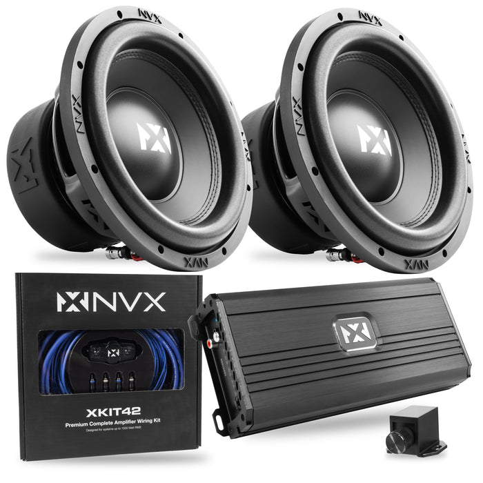 2400W Peak (1200W RMS) VS-Series Dual 12" Subwoofer Bass Package with Monoblock Amplifier and Wiring Kit