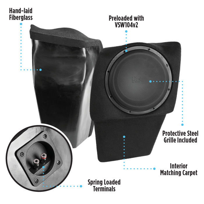 2020-2023 Tesla Model Y - Custom 500W RMS 10" Loaded Subwoofer Enclosure | NVX BE-TSLAY-G1D (Drivers Side)