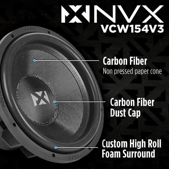 VCW154 Version 3 (VCW154v3) 3000W Peak (1500W RMS) 15" VC-Series v3 Dual 4-Ohm Subwoofer